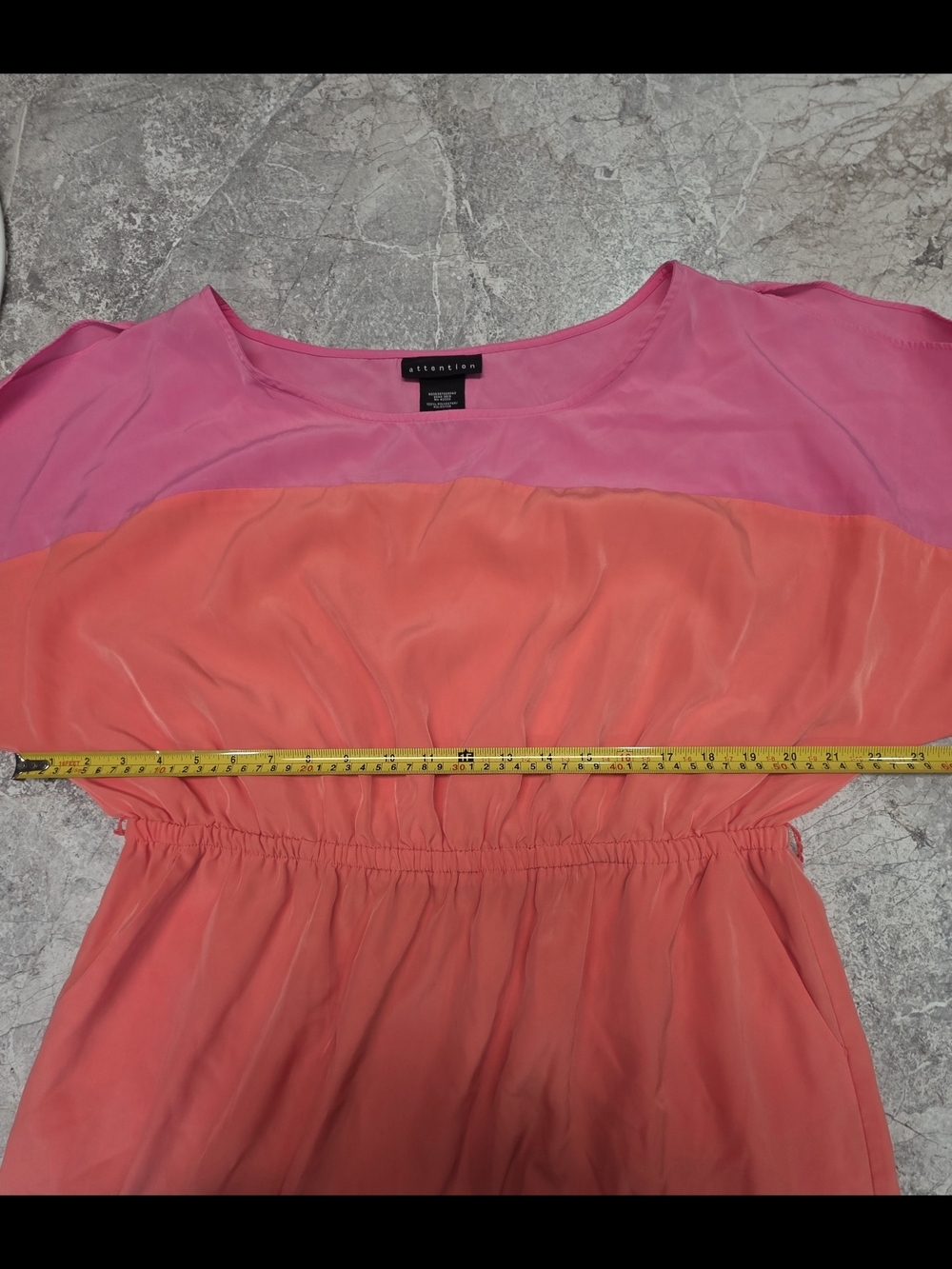 Womens Attention Pink and Coral Colorblock Midi Dress - Picture 5 of 6